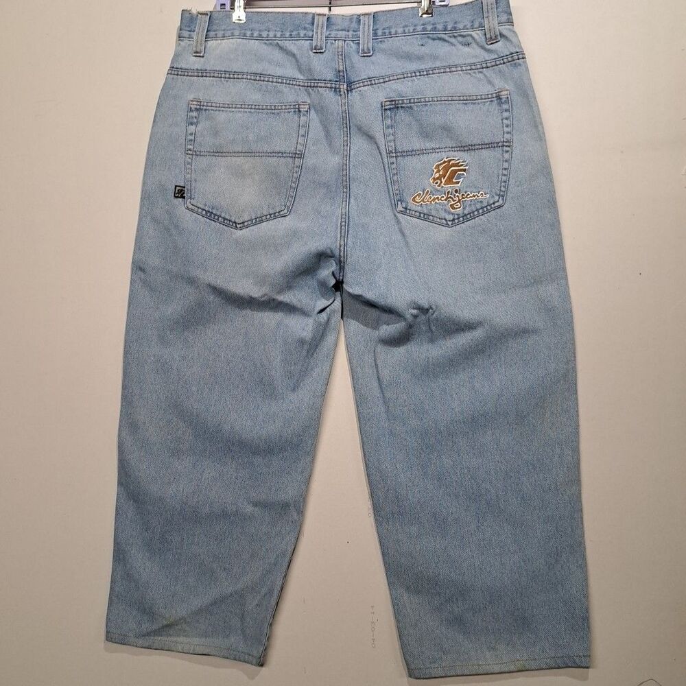Clench Jeans Denim Baggy Loose 40x32 Hip Hop Streetwear Y2K